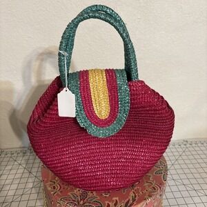 Colorful Straw Bag Purse Handbag Watermelon‎ Colors Lined